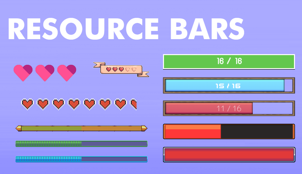 Resource bars a free asset pack to build games with GDevelop GDevelop